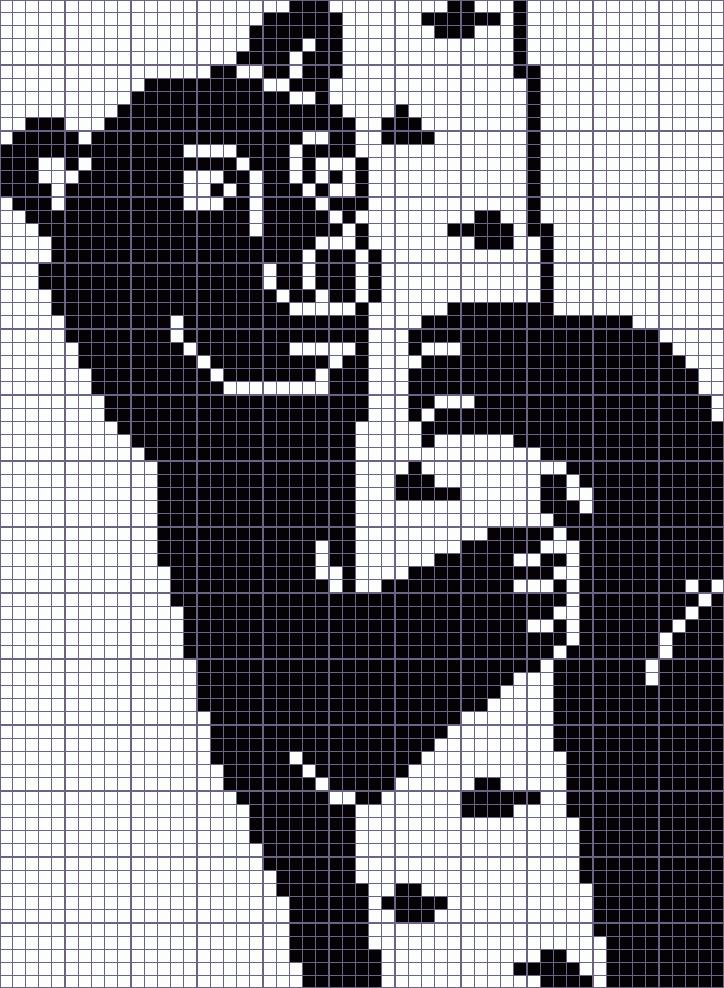 Японский кроссворд медведь на берёзе - 55x75