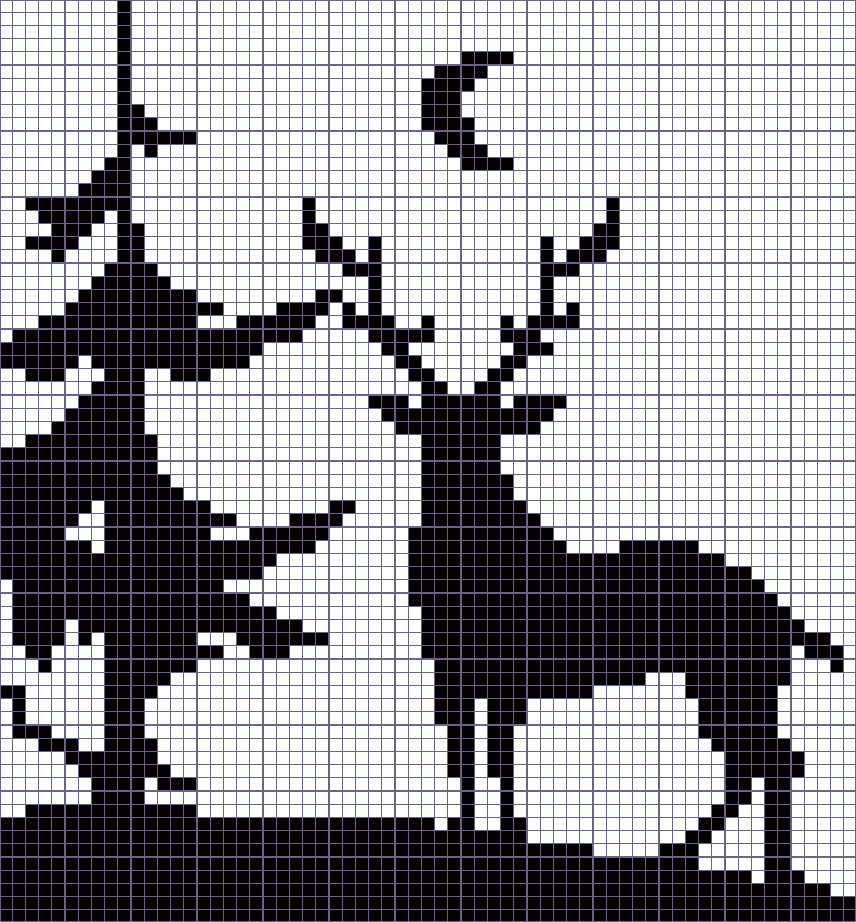 Японский кроссворд олень в лесу - 65x70