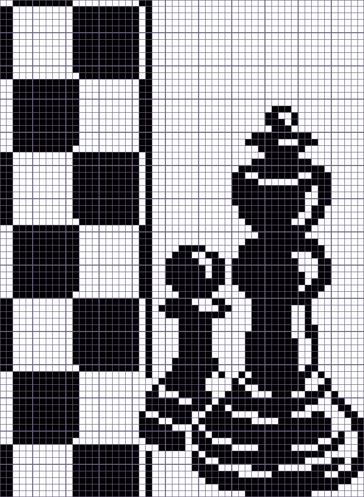 Японский кроссворд шахматные фигуры - 55x75